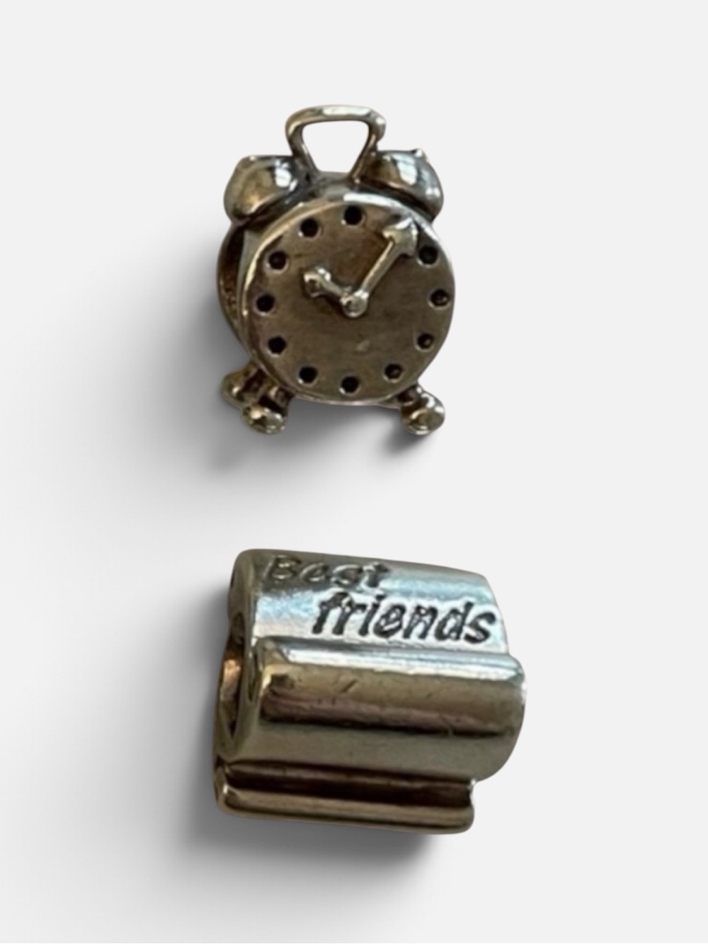 Pandora 'Best Friends' Scroll & Alarm Clock Charm Set